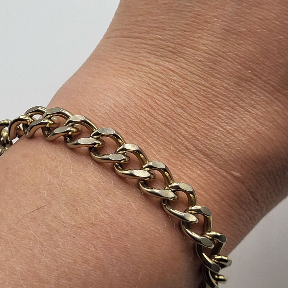 Chunky Golden Curb Chain Bracelet Box Clasp